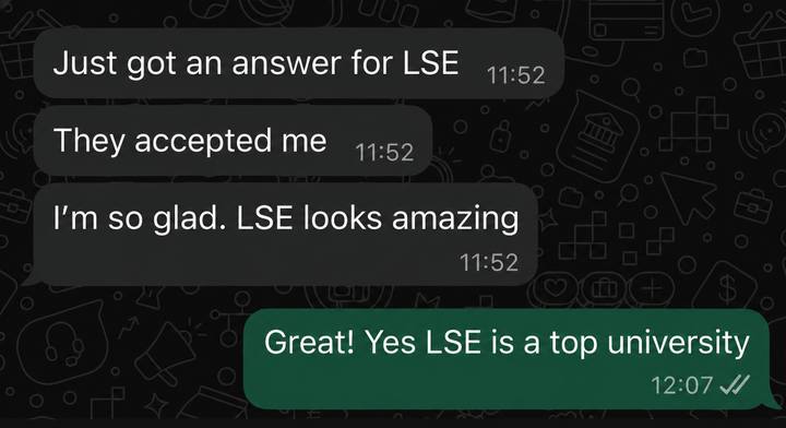 Student message: accepted at LSE